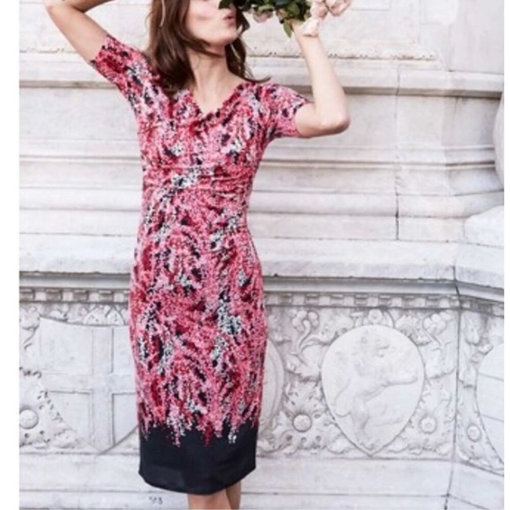 Boden Rita Ruched Jersey Pencil Dress Women’s 8R Cherry Blossom